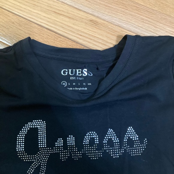 Guess Black T Shirt with rhinestones. Size XS - Picture 2 of 2